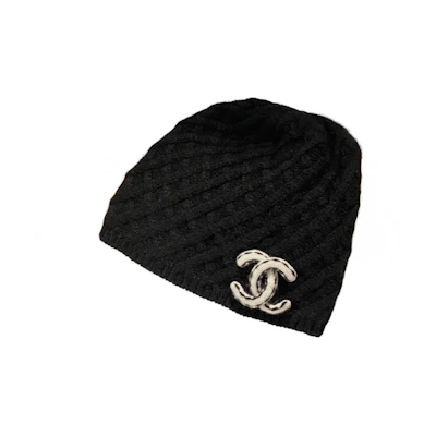 【2023 New】 CHANEL Black White Double C Quilted Knit Beanie Unisex Black AA9326-B13711-NQ452