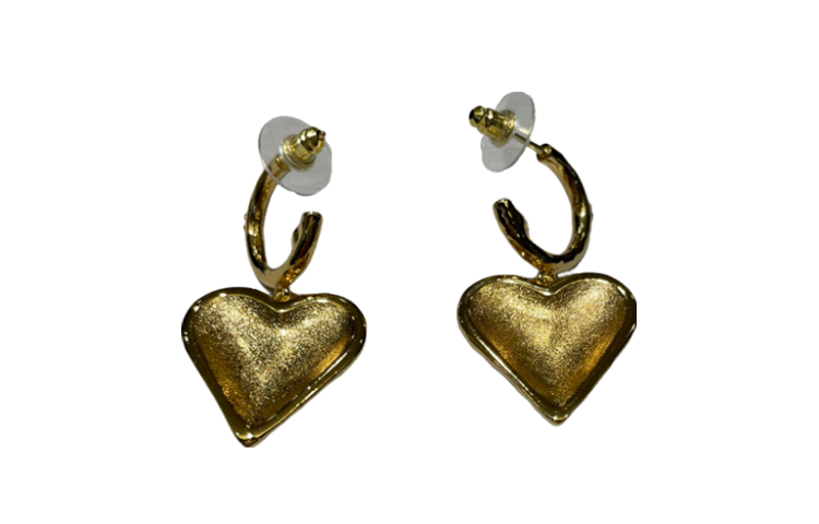 【2023 New】 CHANEL Gold Heart Pendant Double C Earrings Unisex Couple Style ABC247-B14727-NS731 圖 4
