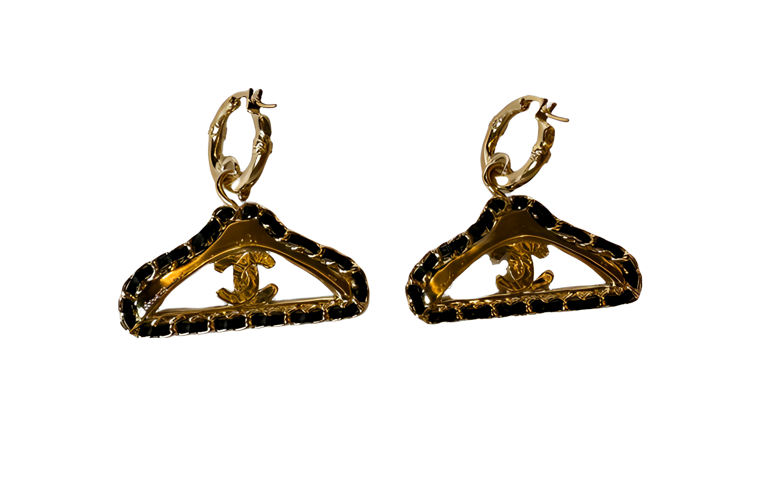 【23A New】CHANEL Double C Leather Coat Hanger Earrings Gold Unisex ABB086 B13476 NP958
