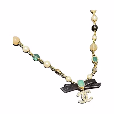 【24A】 CHANEL 24A Bow Necklace - Unisex Couple Style in Gold ABD859-B17555-NZE43