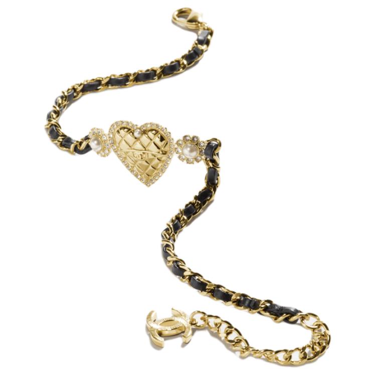 【24A】 CHANEL Heart Design Metal Lambskin Crystal Glass Pearl Rhinestone Necklace ABC855-B15855-NV516 圖 3