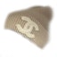 Order 【24B】Chanel Elegant Lace Double-C Logo Beige Knit Hat AAA398-B17806-NZL35