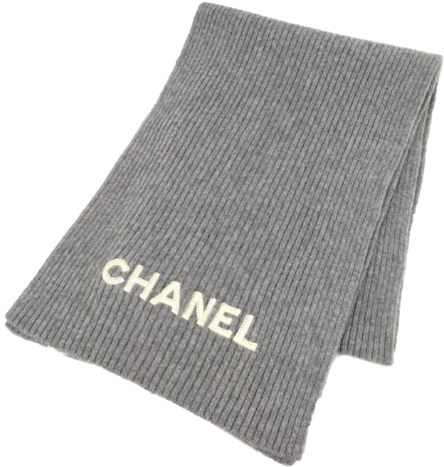 24-c-new-chanel-ribbed-knit-embroidered-logo-scarf-unisex-couple-design-grey-aa-8445-b08819-nj-607