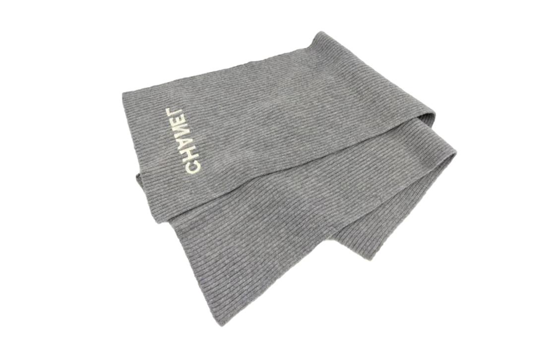 Details for 【24C Baru】CHANEL Selendang Rajut Berbordir Logo Uniseks Rekaan Pasangan Kelabu AA8445B08819NJ607