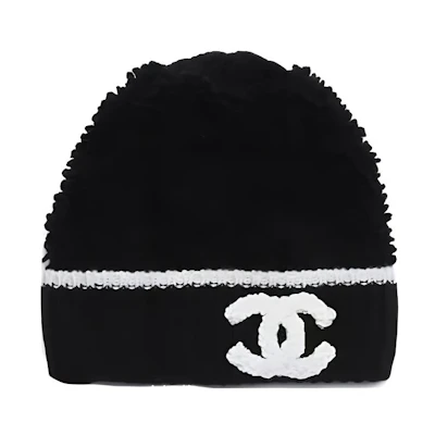 【24K New】CHANEL Logo Beanie - Unisex Black Knitted Hat for Couples AB-24K-137
