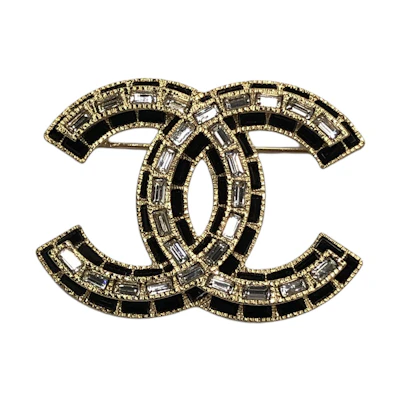 【24P】 CHANEL Double C Logo Brooch Gold Unisex Couples Edition ABD185-B16634-NY075