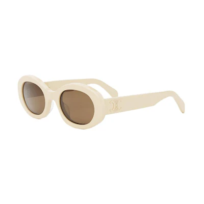 【Adjustable Prescription】CELINE Oval Acetate Sunglasses Unisex Beige CL40194U 24E