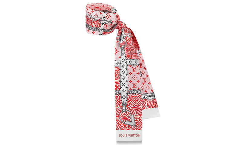 [China Exclusive] LOUIS VUITTON LV Crafty Confidential Silk Twilly Scarf Red M76496 圖 3