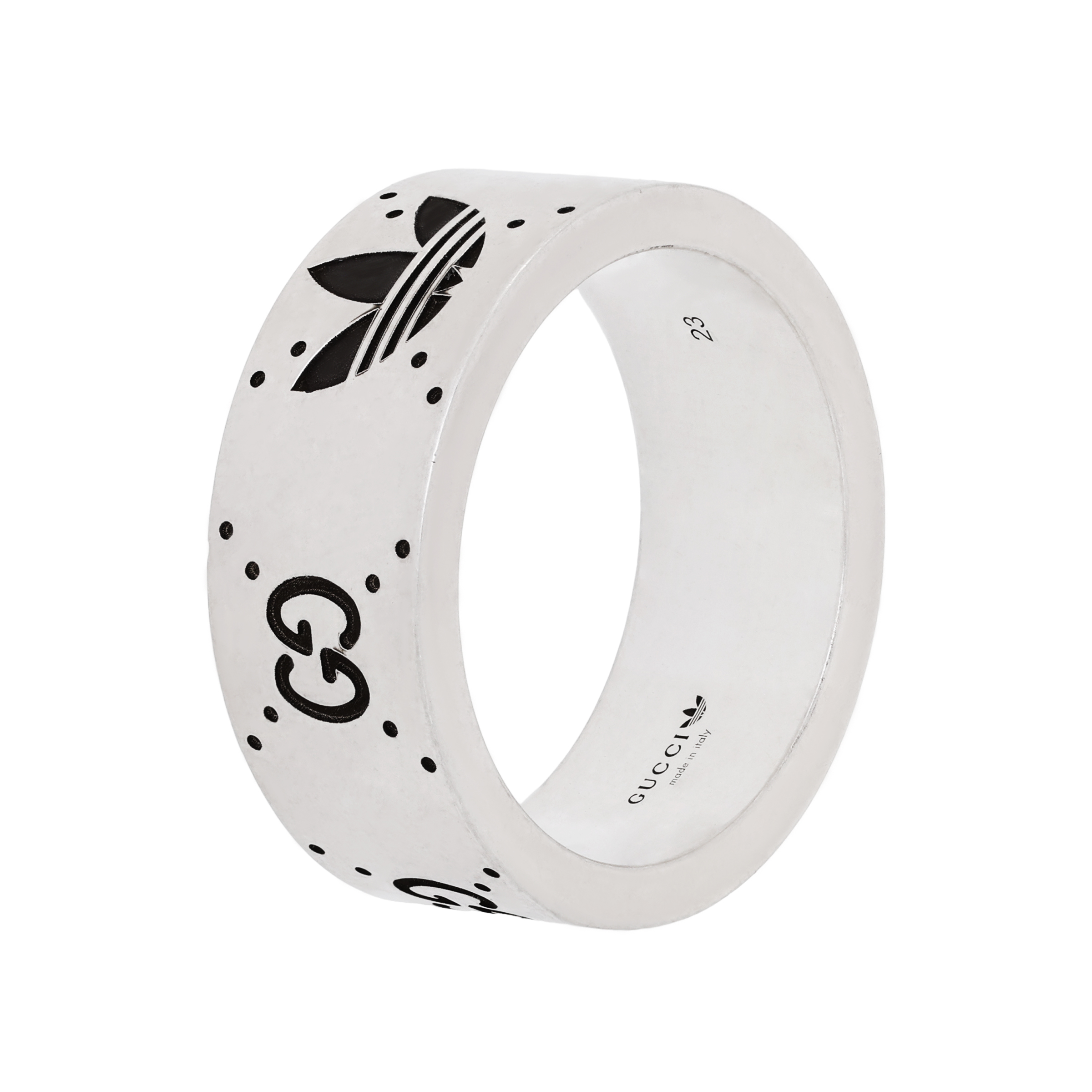 [Collab Exclusive] GUCCI Logo Aged Silver 925 Ring Unisex Couple Design - Silver 702766-J8400-0728