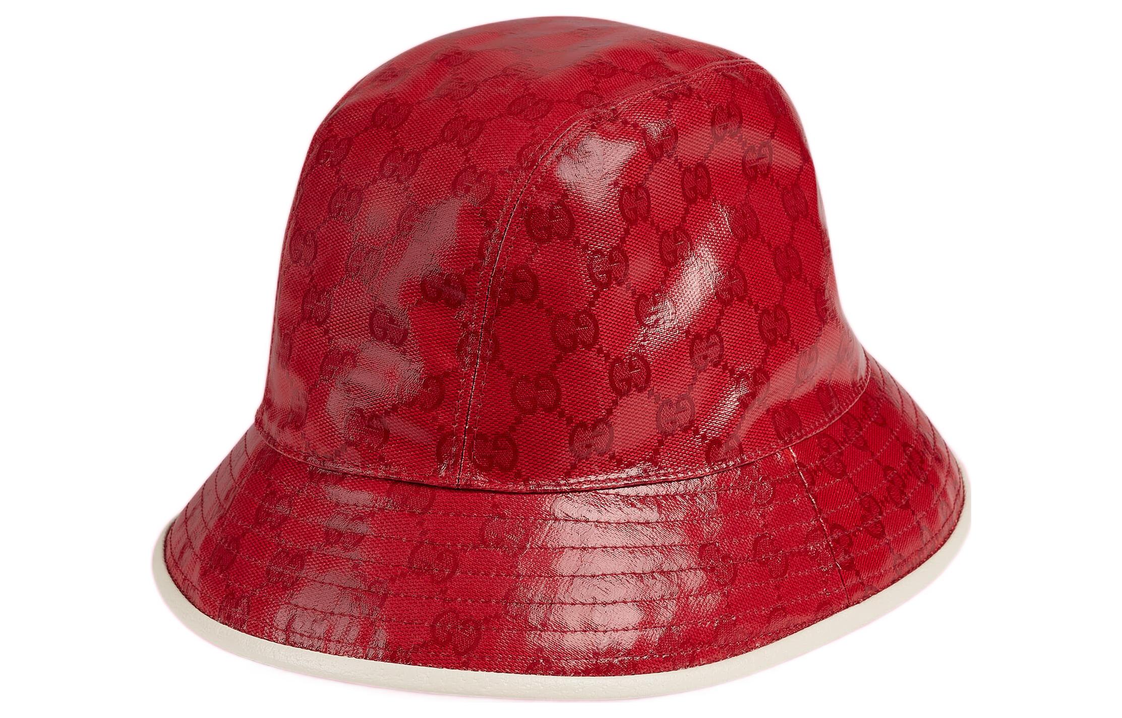 Shop [Collab Exclusive] GUCCI X ADIDAS Logo Print Red Bucket Hat Unisex Couple Style 728215-3HAN6-6477