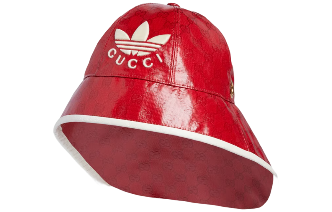 【Collab Exclusive】GUCCI X ADIDAS Red Fashionable Unisex Bucket Hat 724628-3HANY-6477