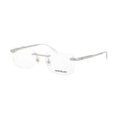 【Contact Support for Prescription Lenses】 MONTBLANC Silver Frameless Rectangular Glasses Unisex MB0279O001