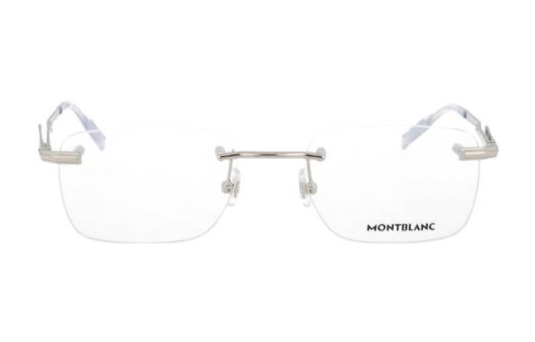 Lookbook 【Hubungi Dukungan untuk Lensa Resep】 Kacamata Frameless Persegi MONTBLANC Silver Unisex MB0279O001
