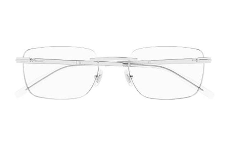 Shop 【Hubungi Dukungan untuk Lensa Resep】 Kacamata Frameless Persegi MONTBLANC Silver Unisex MB0279O001