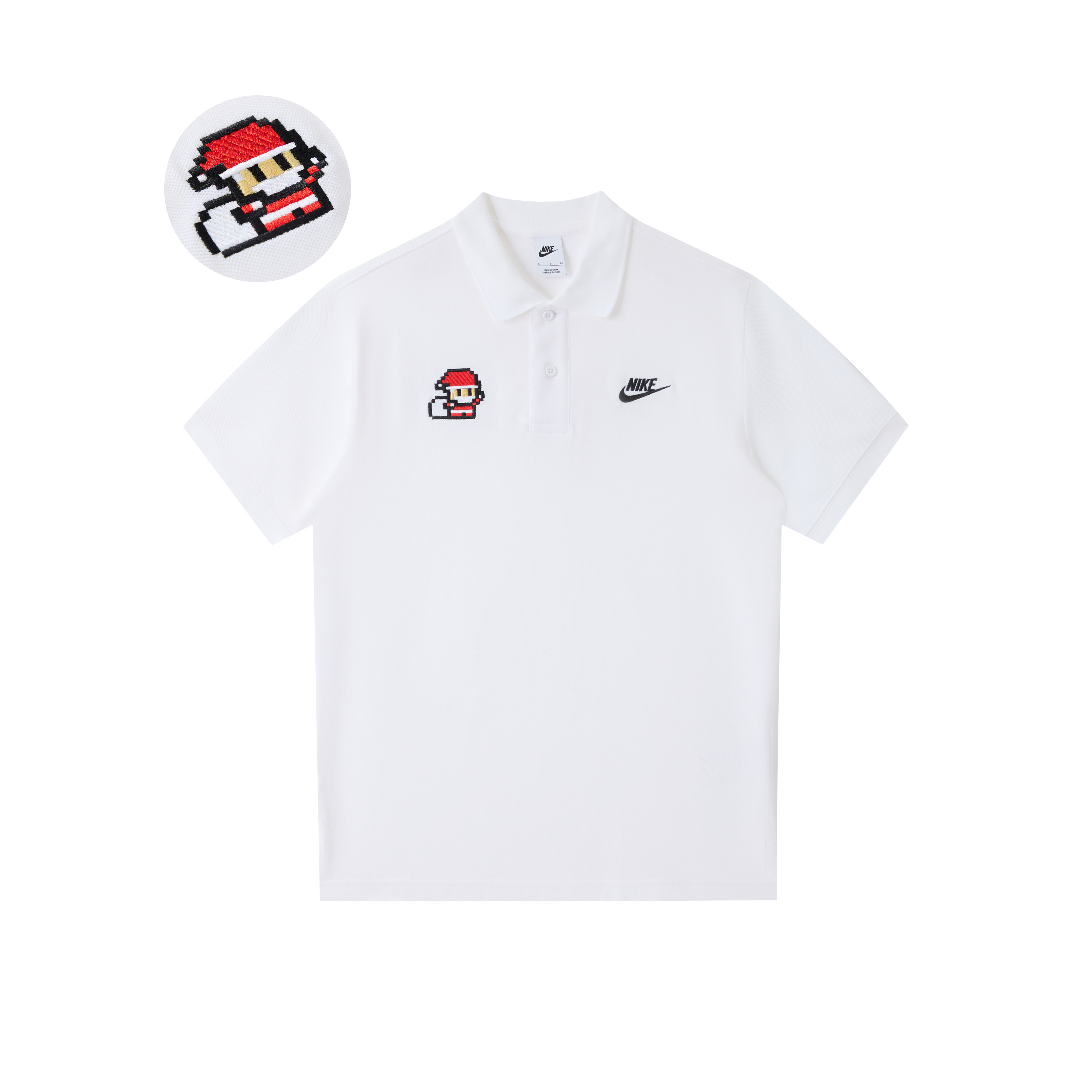 [Custom] Nike Santa Claus Embroidered Pixel Style Breathable Polo Shirt Unisex White CJ4457-100(Group29-A