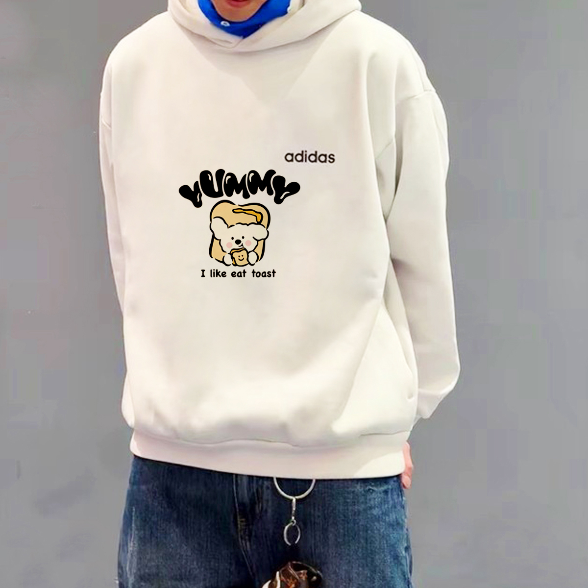 Purchase [Custom Apparel] adidas Originals Basketball Chapter 1 BNK Cheese Dog White Sweatshirt - Casual Fashion IA3439 IA3439(Group40-Cheese-Puppy)