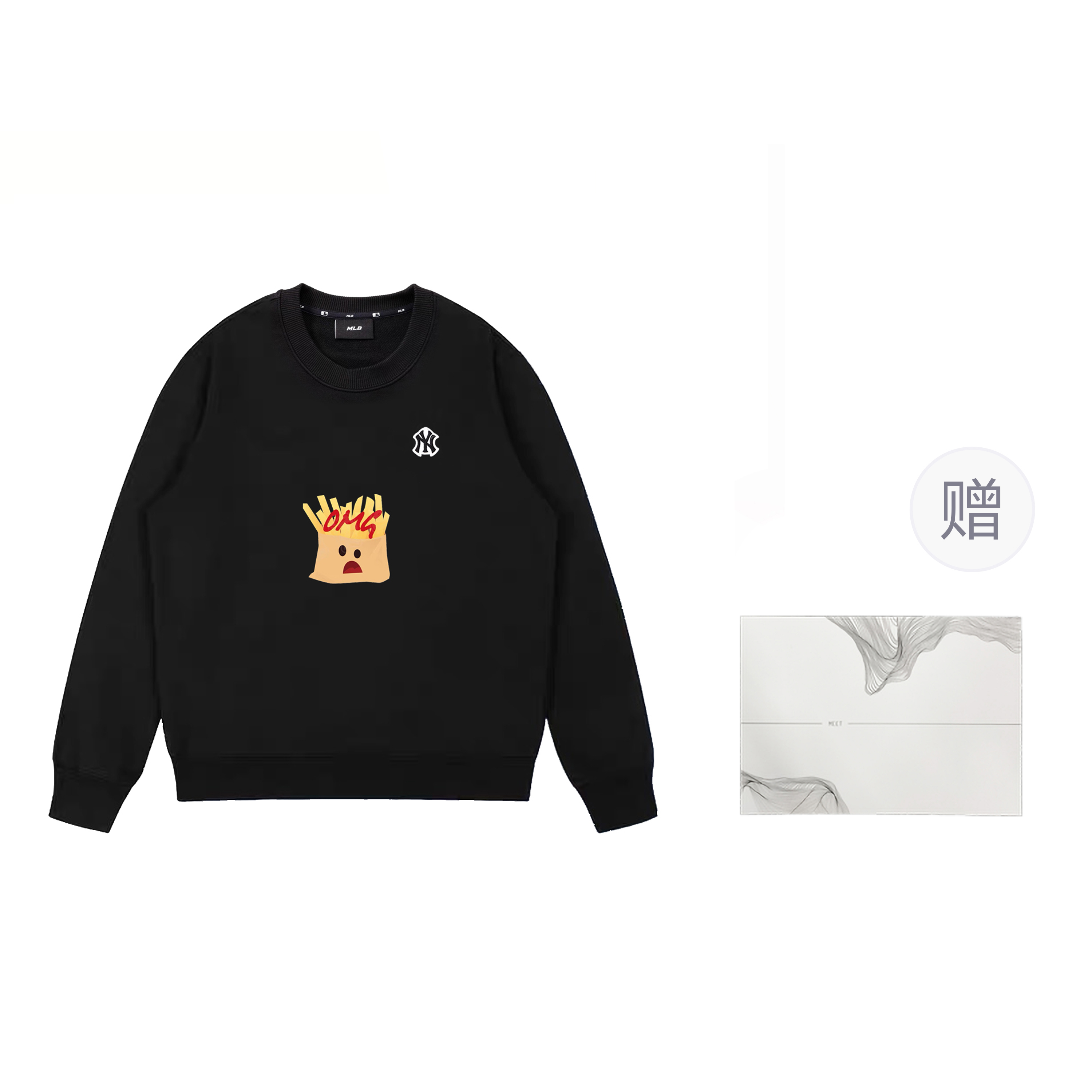 [Custom Apparel] MLB SS23 New York Yankees BNK Logo Print Unisex Pullover Sweatshirt. 3AMTB0131-50BKS(Group40SBOX