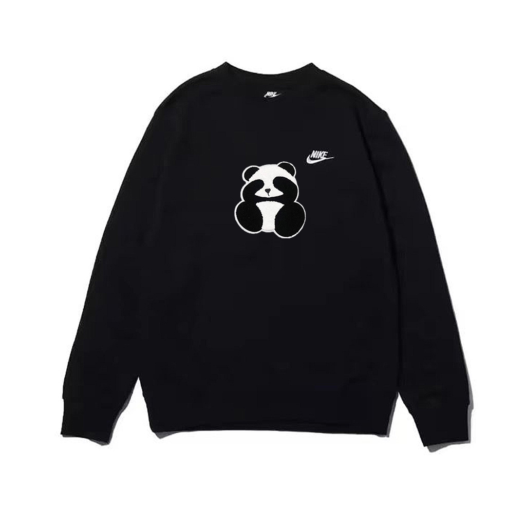 [Custom Apparel] Nike Embroidered Panda GGMZ Escape Diary Unisex Black Crewneck. BV2667-010(GROUP116-EMBROIDEREDPANDAWITHFACEPALM)