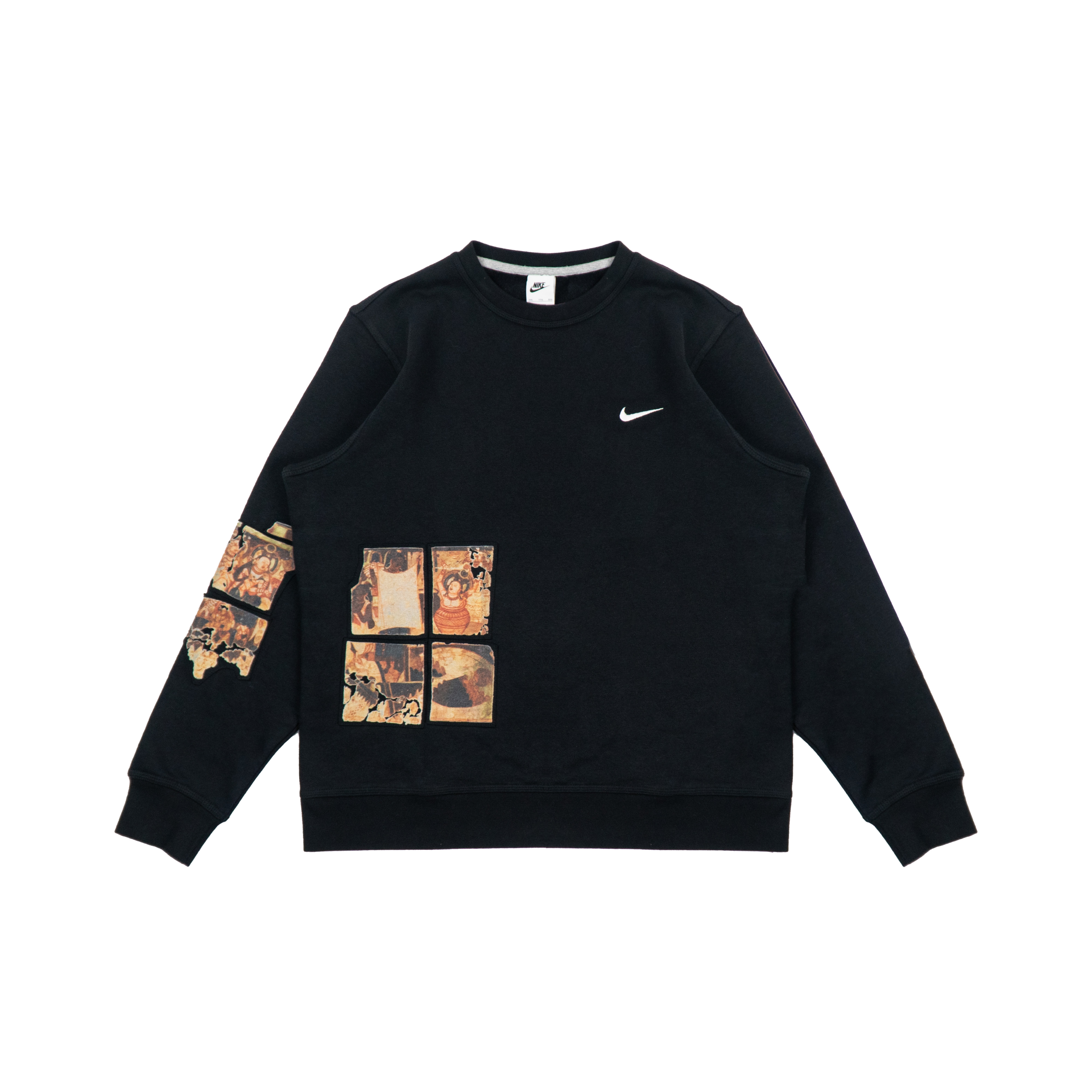 [Custom Apparel] Nike Fantasy Dunhuang Mural Print Fleece Crewneck Sweatshirt Black 916609-010-Dunhuang-Murals