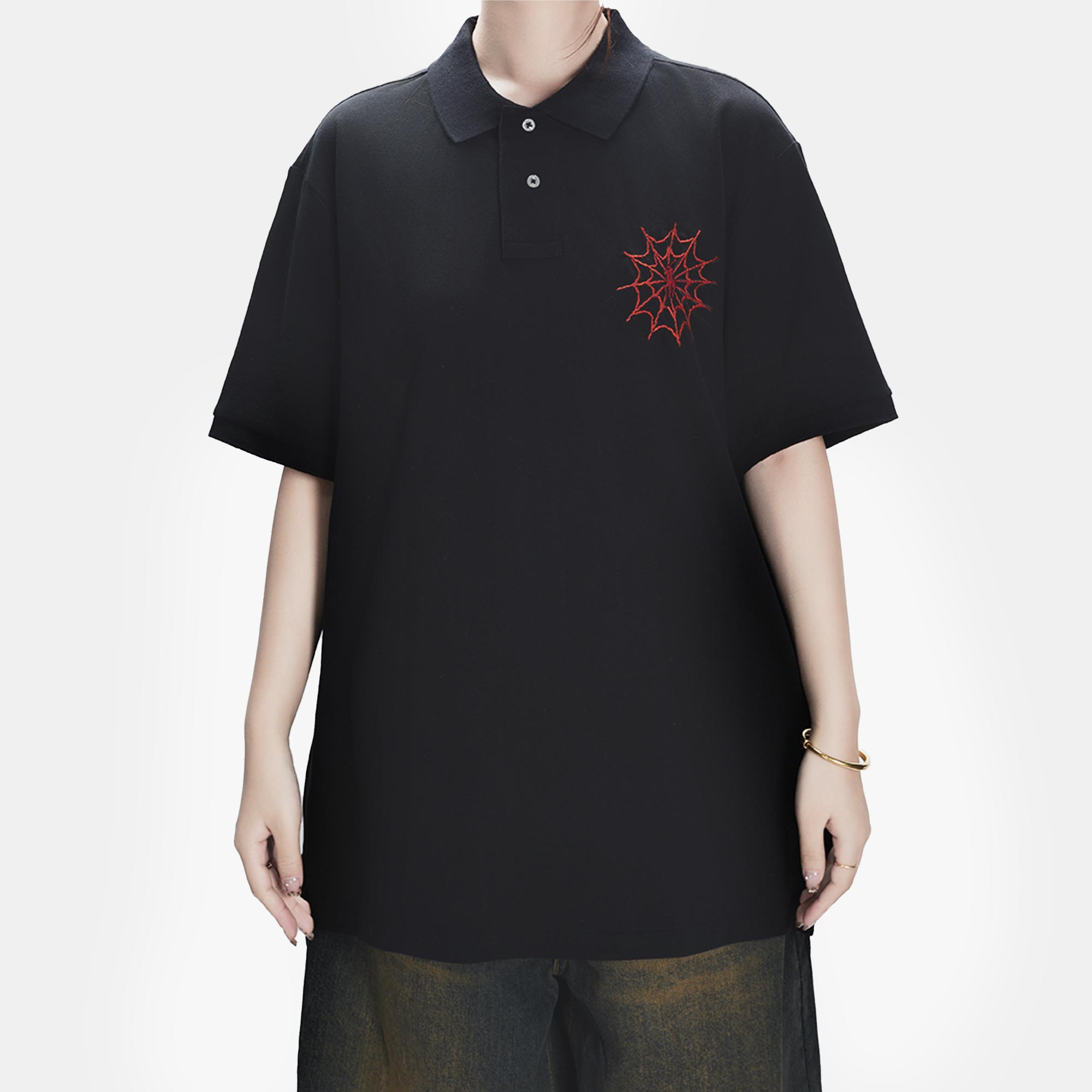 Cheap [客製服飾] Polo Ralph Lauren 811 蜘蛛網刺繡扣式黑色POLO衫 710795080-006(Group80
