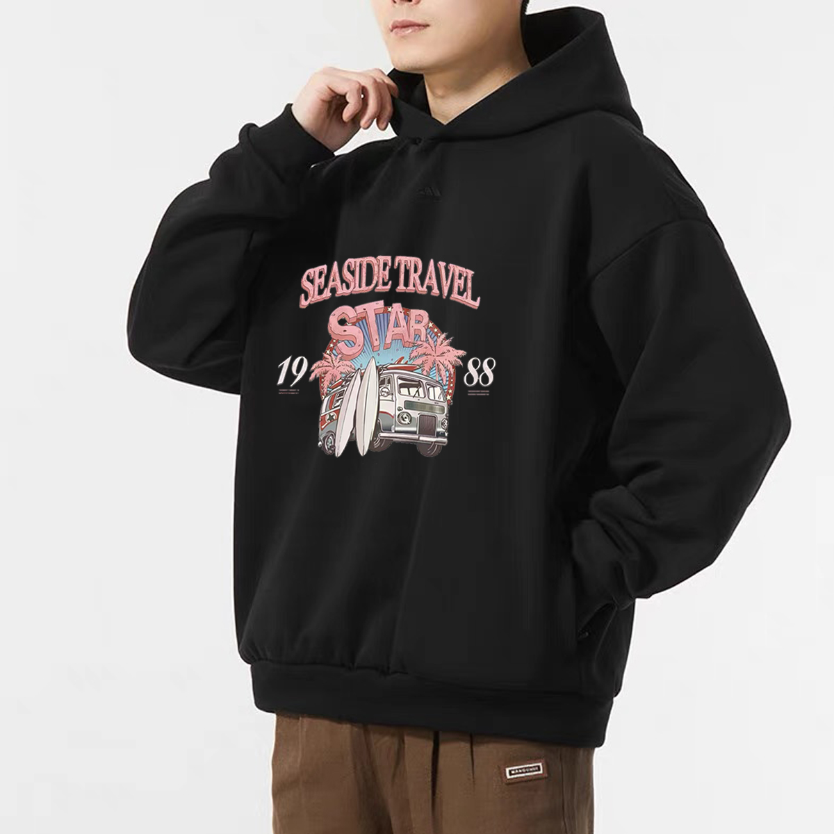 Purchase 【Pakaian Custom】adidas BNK 1988 Hoodie Hitam Grafiti dengan Desain Logo Print IN4243(Group40-1988