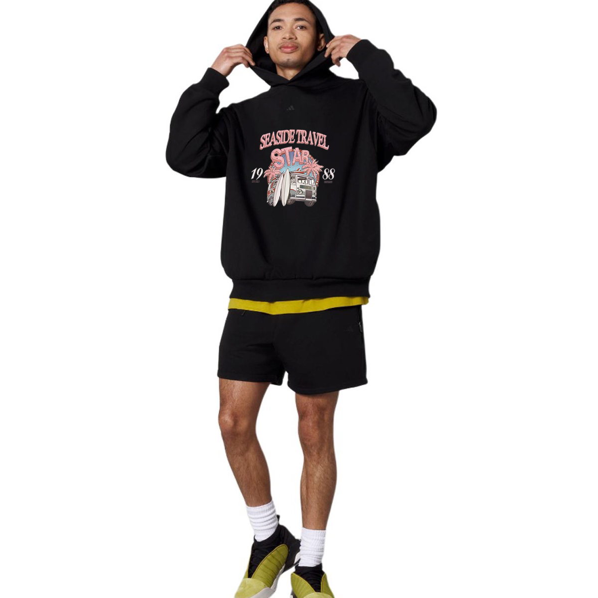 Cheap 【Pakaian Custom】adidas BNK 1988 Hoodie Hitam Grafiti dengan Desain Logo Print IN4243(Group40-1988