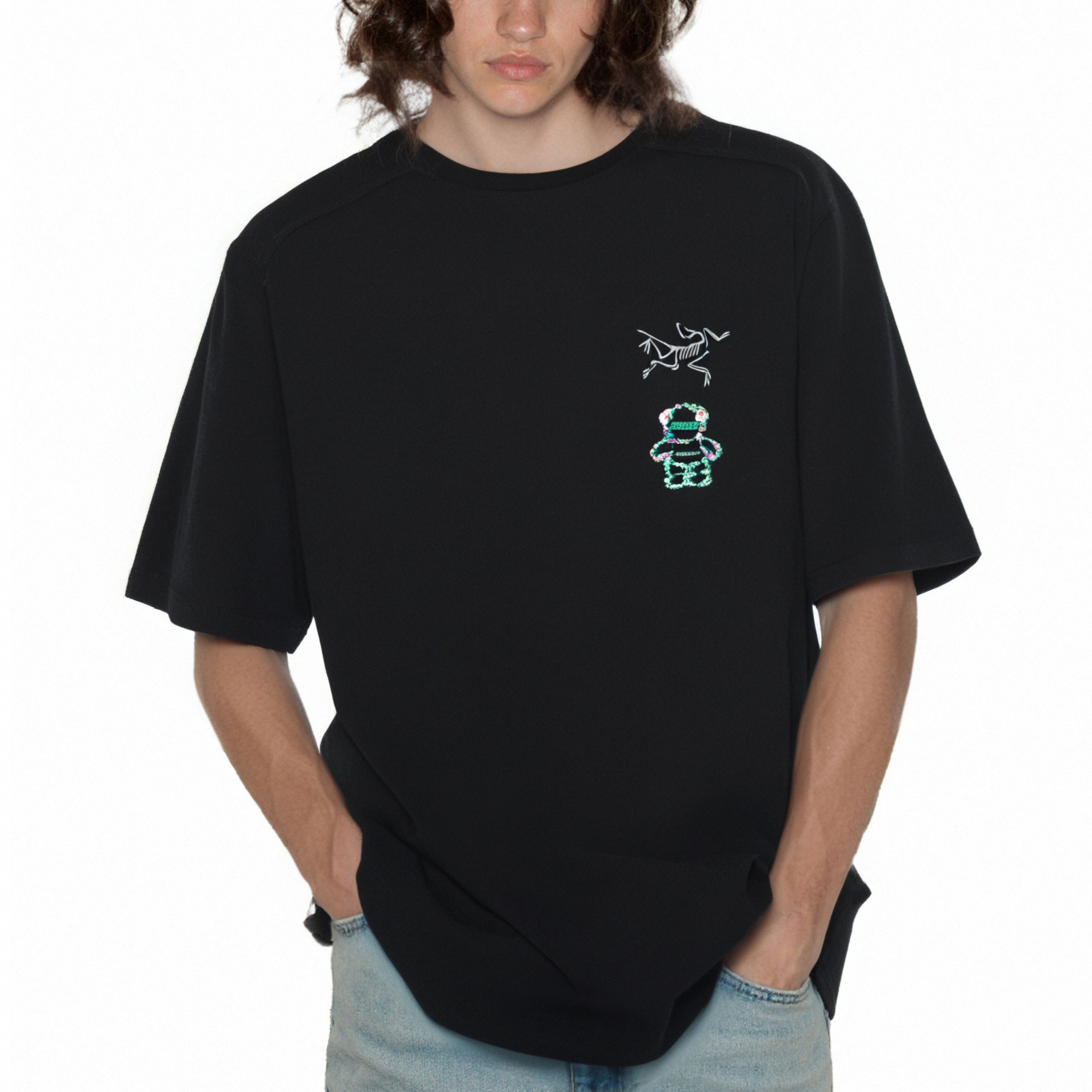 Shop 【定制服饰】始祖鸟熊与绿色艺术风格男女通用印花T恤 X000009533(Group1046-）