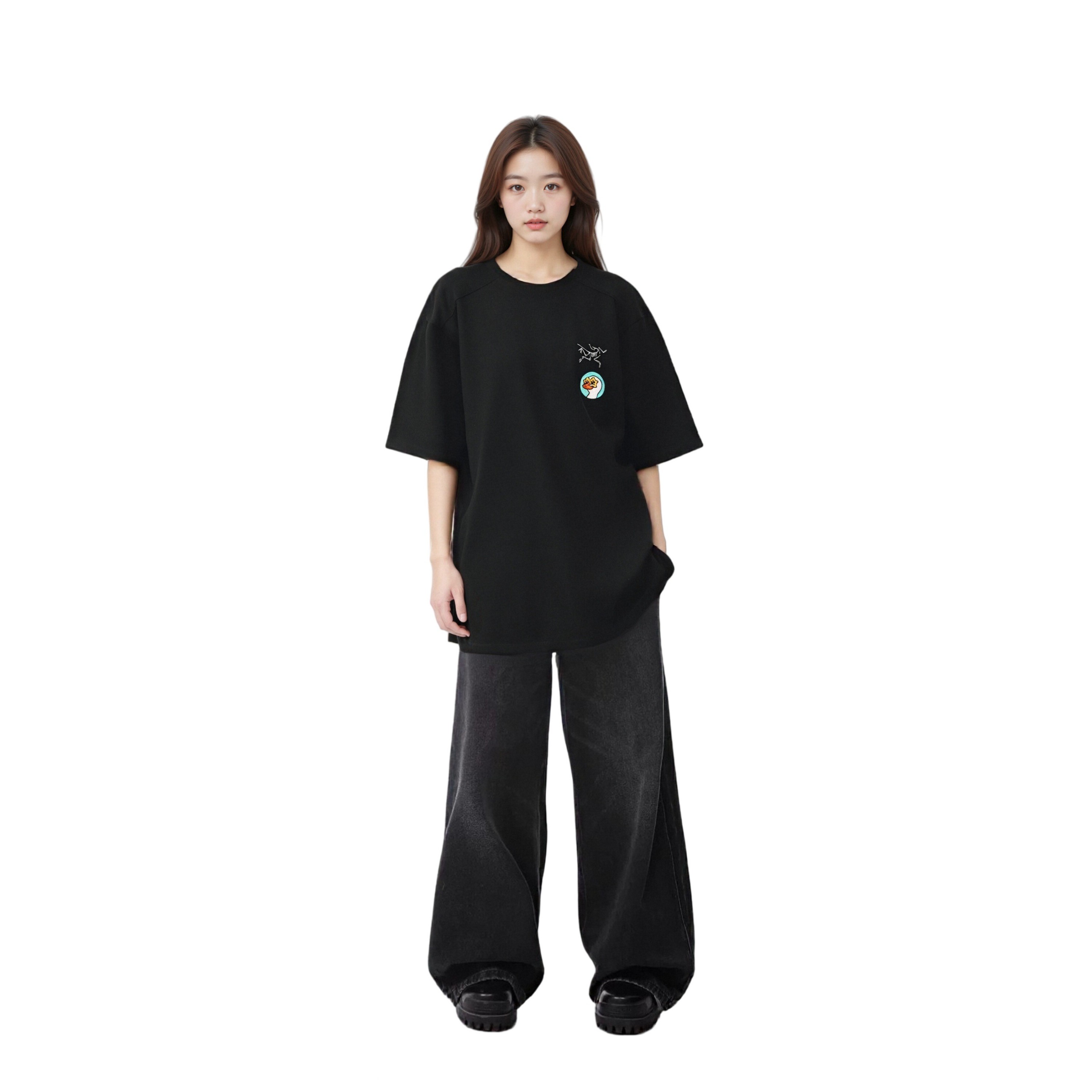 Cheap 【Custom Apparel】Arcteryx Extraordinary Loose Fit Embroidered Tee Black Unisex X000009533(Team469- ）