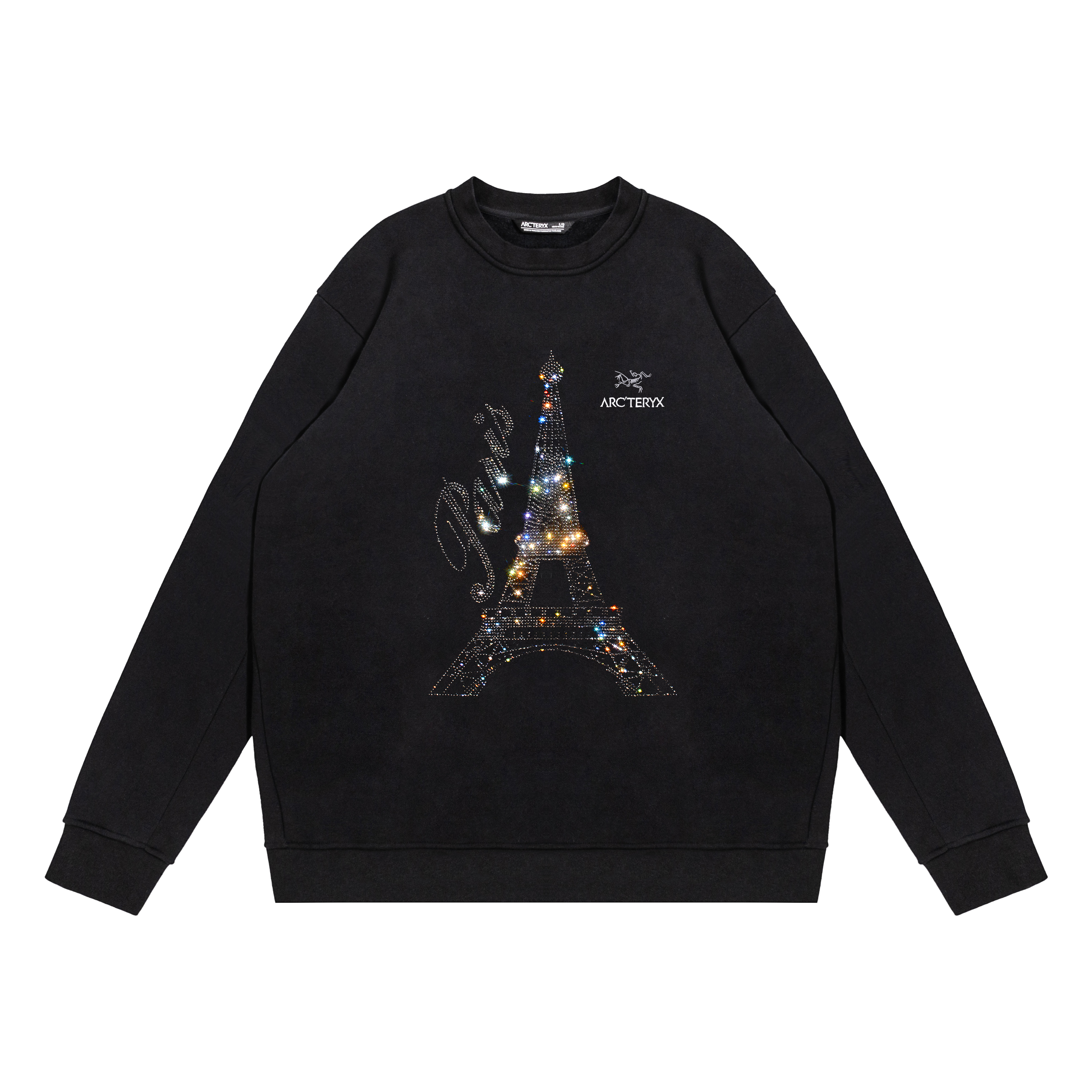 Order 【Custom Apparel】Arcteryx Fantasy Handcrafted Rhinestone Sweatshirt Unisex Black X000005800(Group223-483