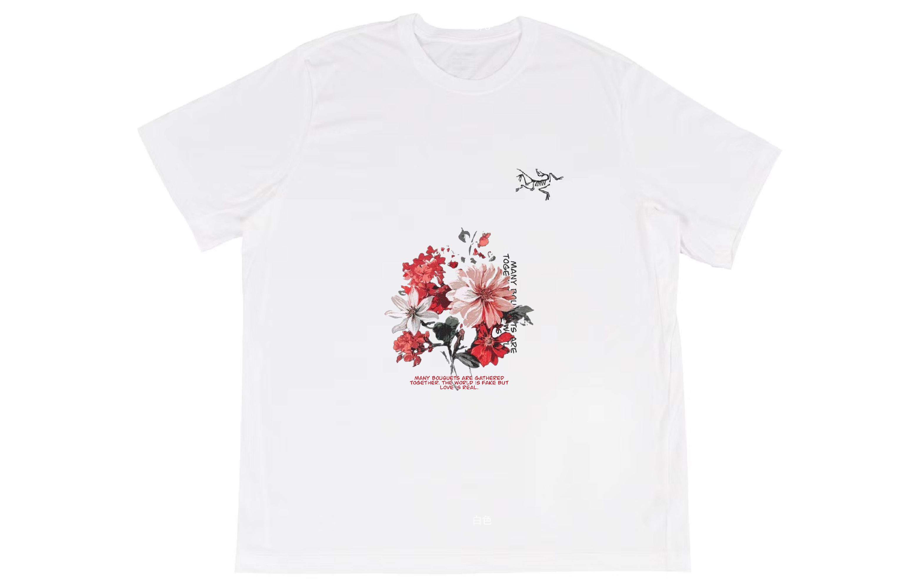 【Custom Apparel】Arcteryx Multi Bird Logo Red Graphic Back Print White Unisex T-Shirt. X000007747(Group16-）