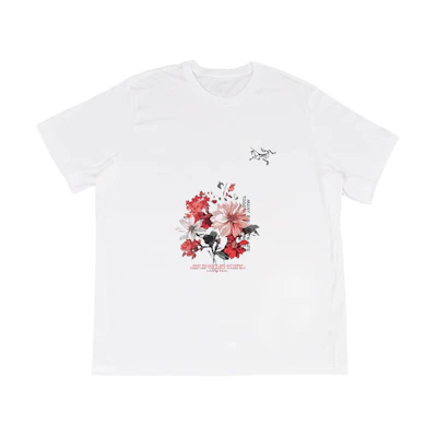 【Custom Apparel】Arcteryx Multi Bird Logo Red Graphic Back Print White Unisex T-Shirt. X000007747(Group16-)