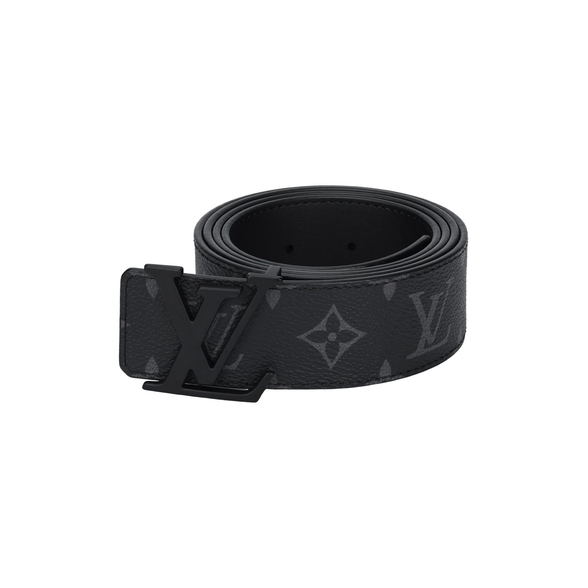 [Custom Engraving] LOUIS VUITTON Monogram Smooth Buckle Leather Belt Men Black 4cm M0449