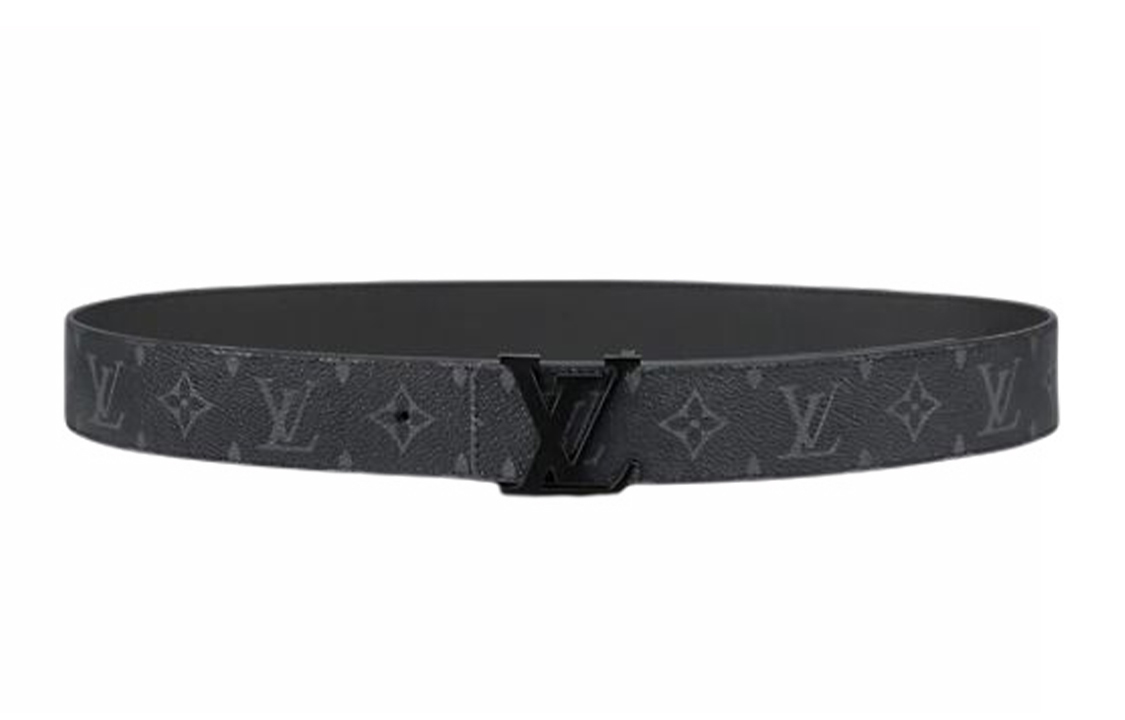 Shop [Custom Engraving] Sabuk Kulit Pria Louis Vuitton Monogram Hitam Gesper 4cm M0449