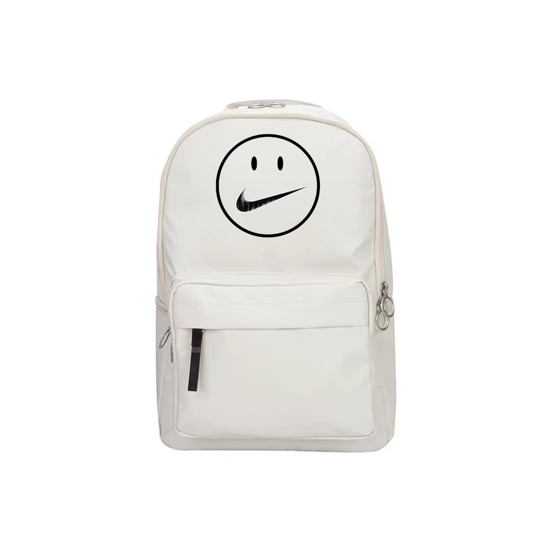[Custom Pack] Nike Smile Logo Print Backpack Beige/Black Unisex Casual Bag DN3592-072(TEAM378-SMILE)E3)