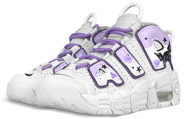 【定製球鞋】 Nike Air More Uptempo 禮盒 甜酷暗黑骷髏 高筒 復古籃球鞋 中童 白紫 Shop 【定製球鞋】 Nike Air More Uptempo 禮盒 甜酷暗黑骷髏 高筒 復古籃球鞋 中童 白紫