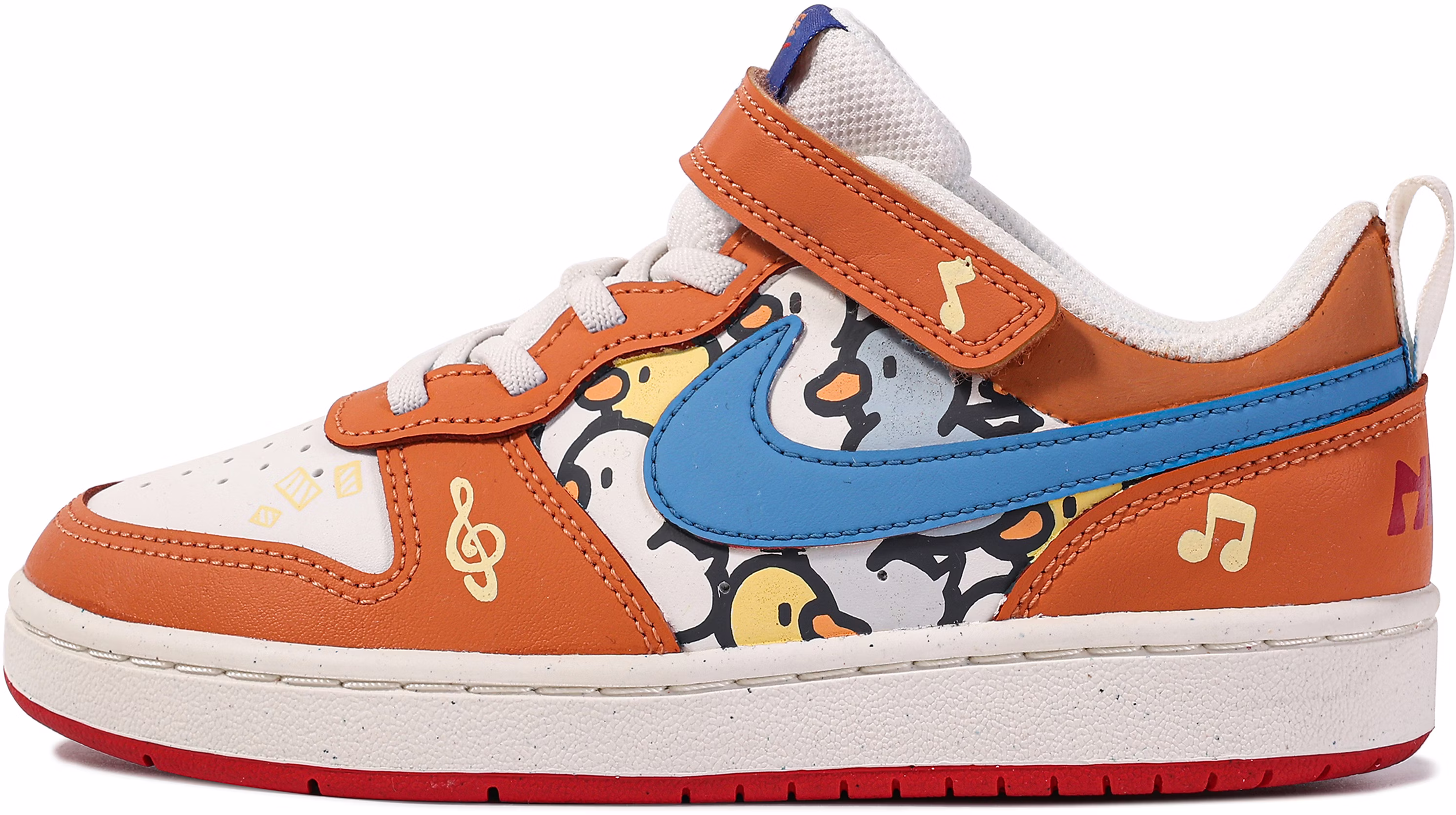custom-shoes-preschool-nike-court-borough-orange-blue-custom-da-vinci