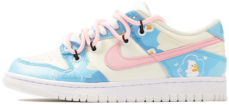 【定制球鞋】Nike Dunk Low 六一兒童節系列 小白鴨 手工縫紉珍珠 解構鞋帶 做舊效果 復古 休閒 低幫 板鞋 GS 馬卡龍色 Buy 【定制球鞋】Nike Dunk Low 六一兒童節系列 小白鴨 手工縫紉珍珠 解構鞋帶 做舊效果 復古 休閒 低幫 板鞋 GS 馬卡龍色