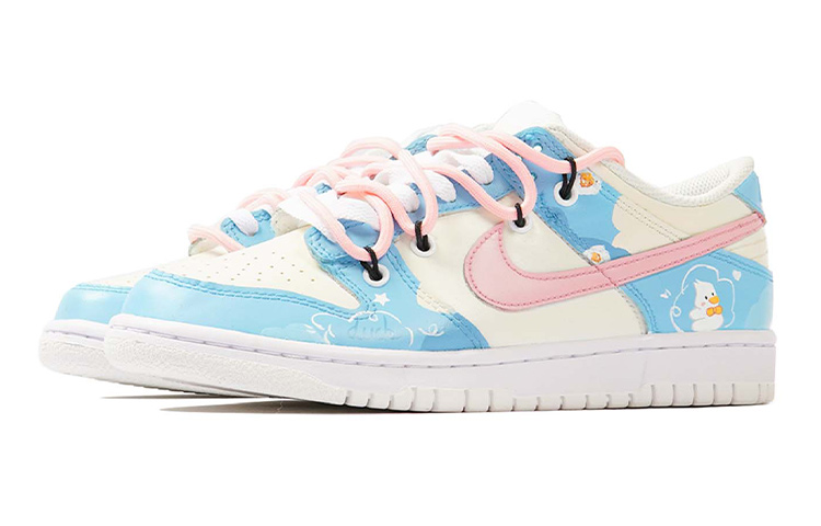 Lookbook 【定制球鞋】Nike Dunk Low 六一兒童節系列 小白鴨 手工縫紉珍珠 解構鞋帶 做舊效果 復古 休閒 低幫 板鞋 GS 馬卡龍色