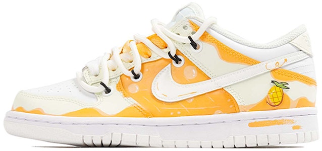 【定制球鞋】Nike Dunk Low 六一兒童節系列 菠蘿汽水 貼皮 解構鞋帶 做舊效果 復古 休閒 低幫 板鞋 GS 白橙色 Order 【定制球鞋】Nike Dunk Low 六一兒童節系列 菠蘿汽水 貼皮 解構鞋帶 做舊效果 復古 休閒 低幫 板鞋 GS 白橙色