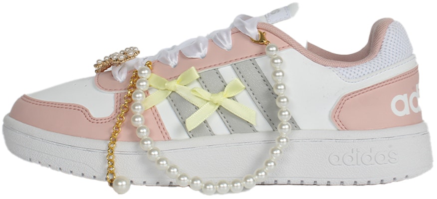 【客製化籃球鞋】adidas Hoops 2.0 珠光碧璽 嫵媚粉紅公主 防滑耐磨 低筒 板鞋 女款 粉白銀 Order 【客製化籃球鞋】adidas Hoops 2.0 珠光碧璽 嫵媚粉紅公主 防滑耐磨 低筒 板鞋 女款 粉白銀