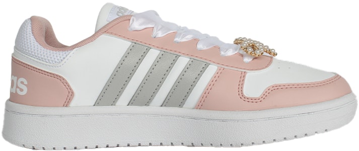 【客製化籃球鞋】adidas Hoops 2.0 珠光碧璽 嫵媚粉紅公主 防滑耐磨 低筒 板鞋 女款 粉白銀 Lookbook 【客製化籃球鞋】adidas Hoops 2.0 珠光碧璽 嫵媚粉紅公主 防滑耐磨 低筒 板鞋 女款 粉白銀
