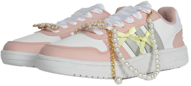 【客製化籃球鞋】adidas Hoops 2.0 珠光碧璽 嫵媚粉紅公主 防滑耐磨 低筒 板鞋 女款 粉白銀 Shop 【客製化籃球鞋】adidas Hoops 2.0 珠光碧璽 嫵媚粉紅公主 防滑耐磨 低筒 板鞋 女款 粉白銀