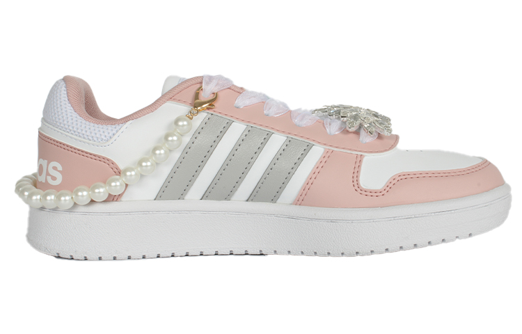 Lookbook 【訂製球鞋】 adidas neo Hoops 2.0 富貴公主 財閥千金 防滑耐磨 低筒 板鞋 女款 粉白銀