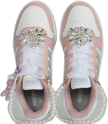 【訂製球鞋】 adidas neo Hoops 2.0 富貴公主 財閥千金 防滑耐磨 低筒 板鞋 女款 粉白銀 Purchase 【訂製球鞋】 adidas neo Hoops 2.0 富貴公主 財閥千金 防滑耐磨 低筒 板鞋 女款 粉白銀