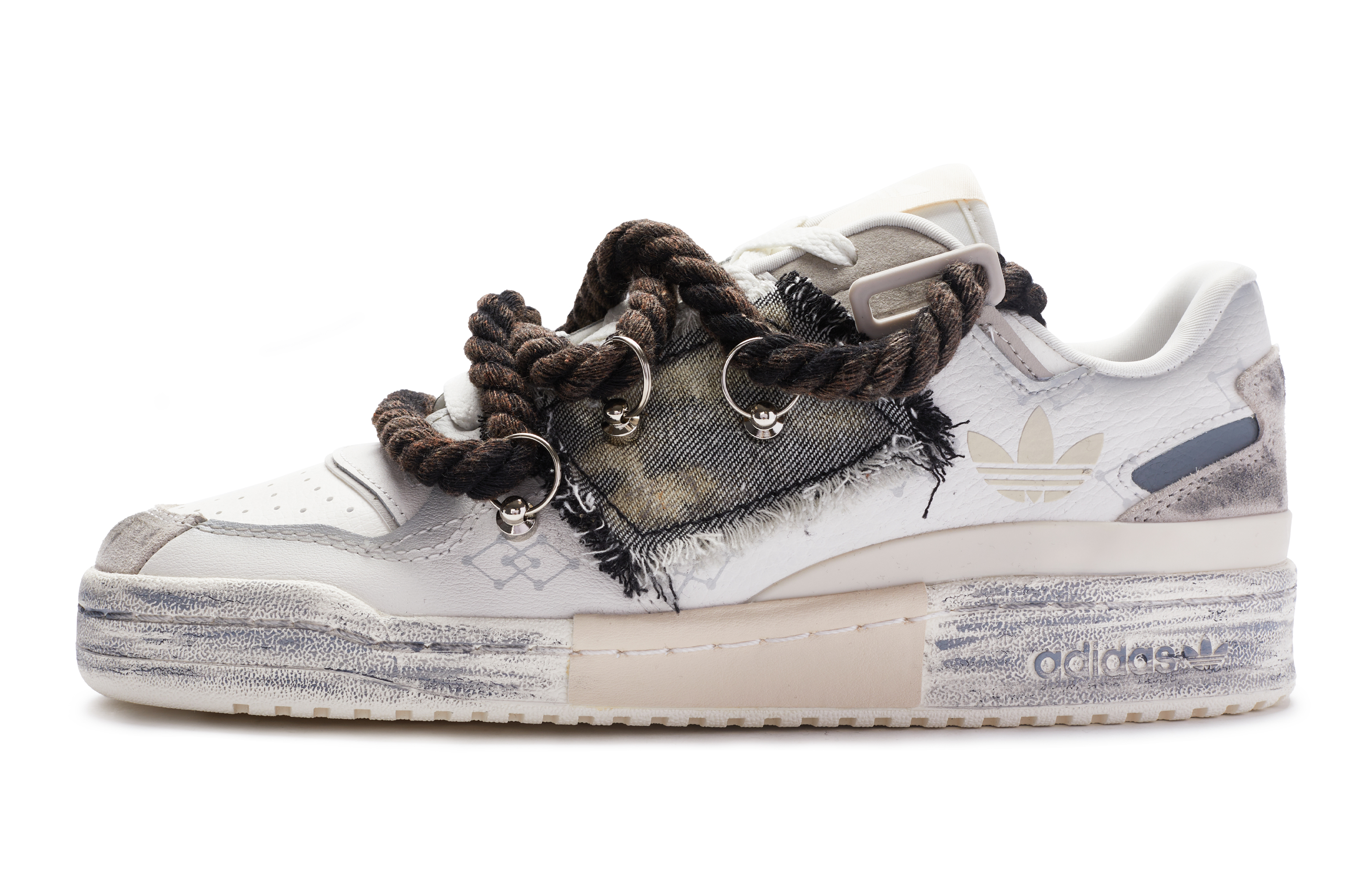 [Custom Shoes] (W) adidas Originals Forum Low 'Post-Apocalyptic Hand-Painted Cream & Black'