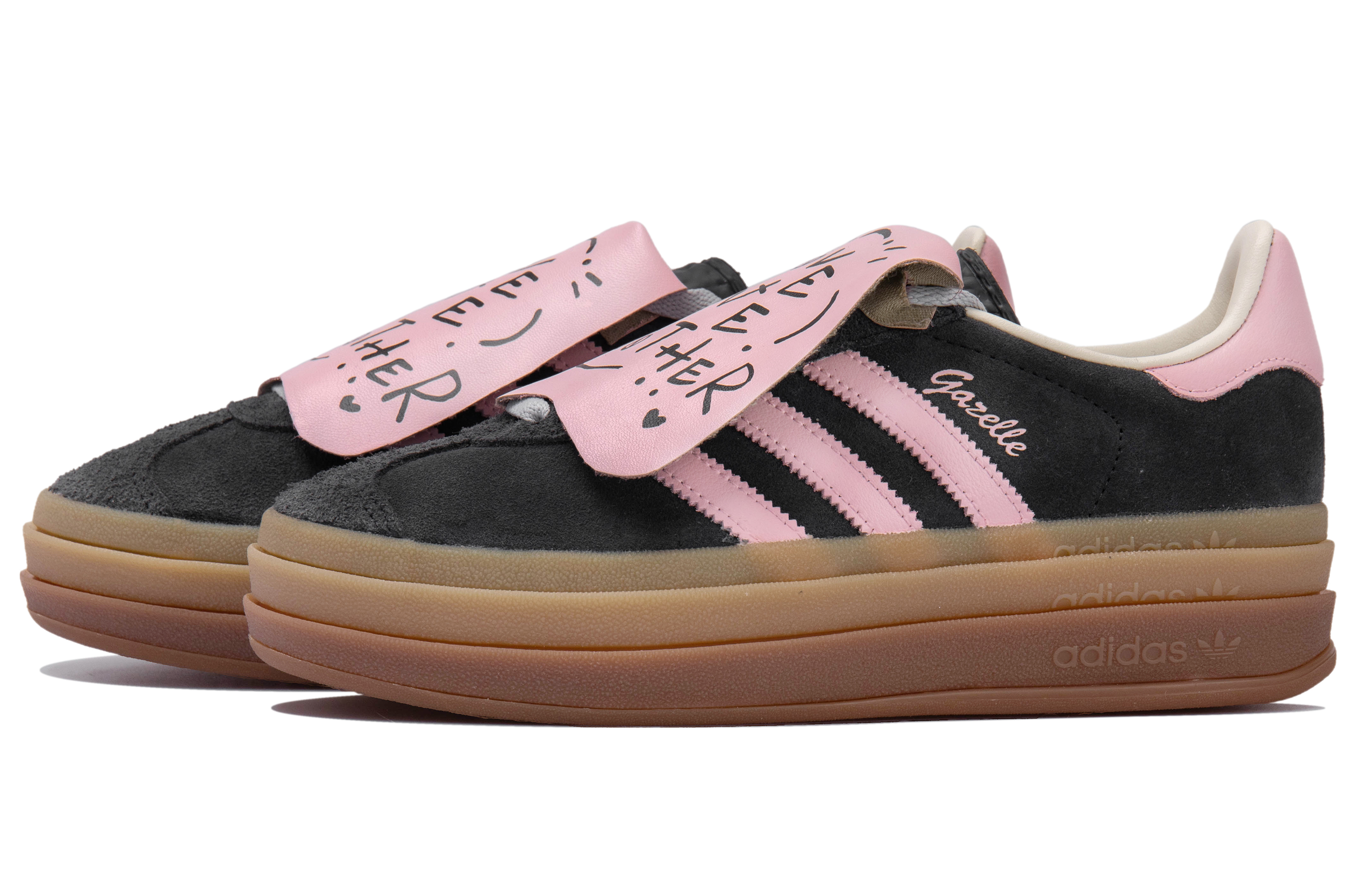 Shop (W) [Sepatu Custom] adidas Originals Gazelle 'Hitam Permen Valentine' IE0428(Team拾玖-黑粉糖果S-BOX)