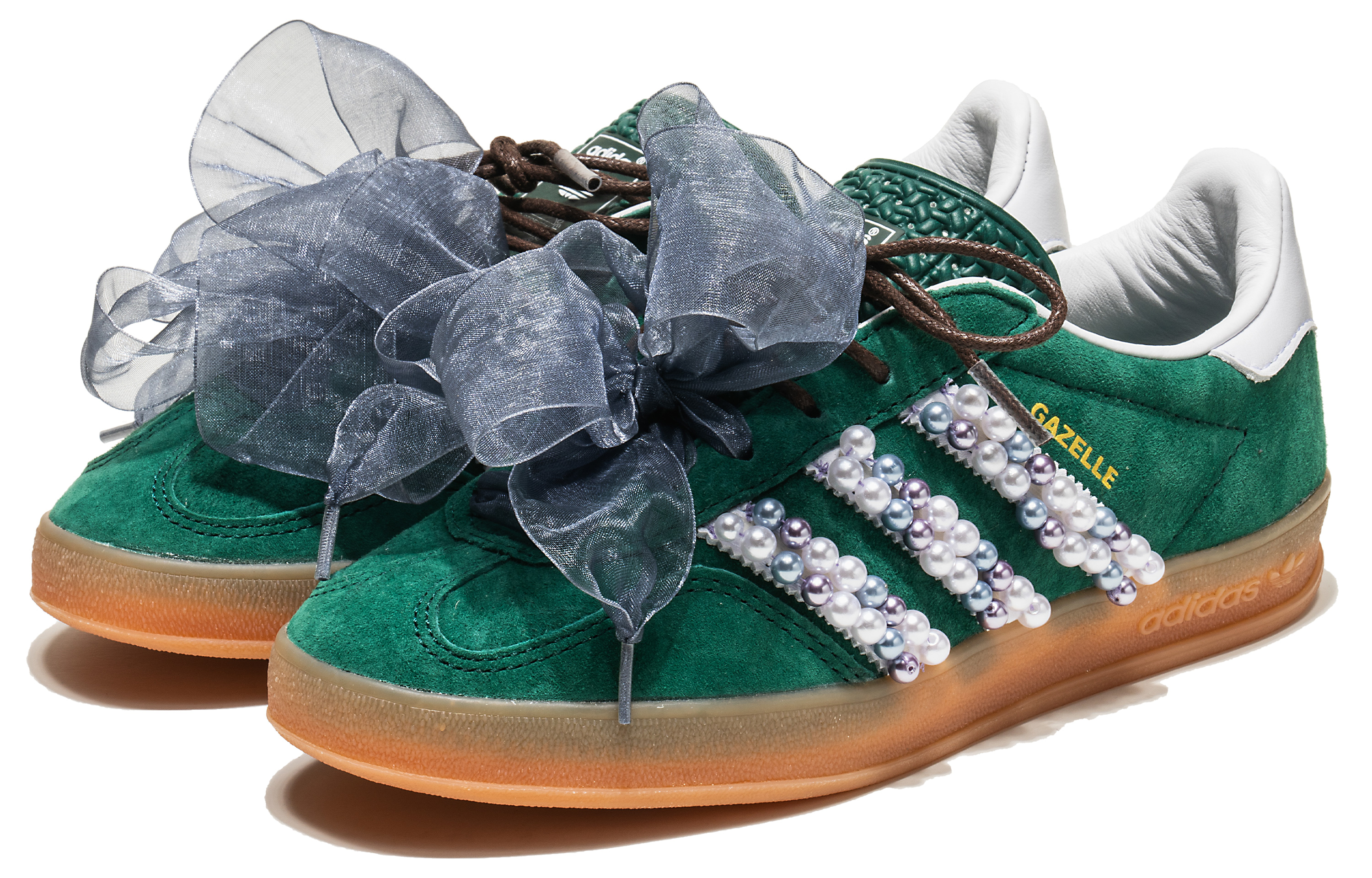 Shop (W) アディダス オリジナルス ガゼル インドア "緑真珠"(カスタム) IG1596(TeamB-碧波珠影)
