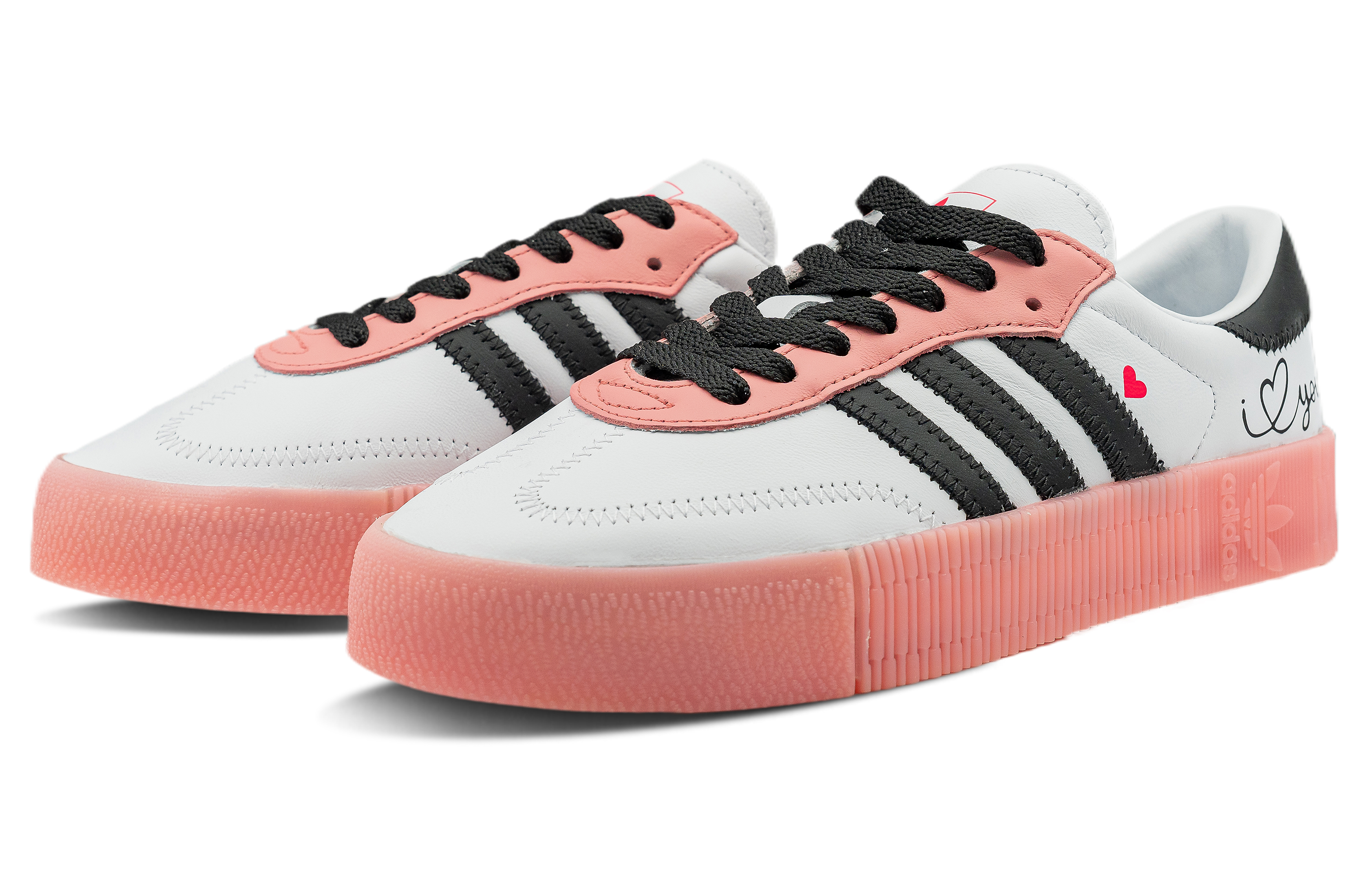 Shop 【定製球鞋】 adidas originals Samba rose 甜夢蜜語 皮革 厚底 防滑耐磨 低筒 板鞋 女款 粉白