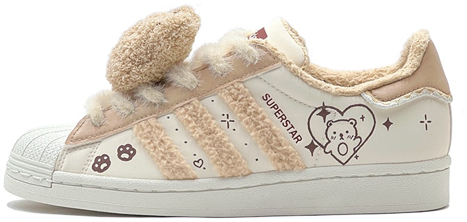 custom-shoes-women-adidas-originals-superstar-cream-teddy-bear