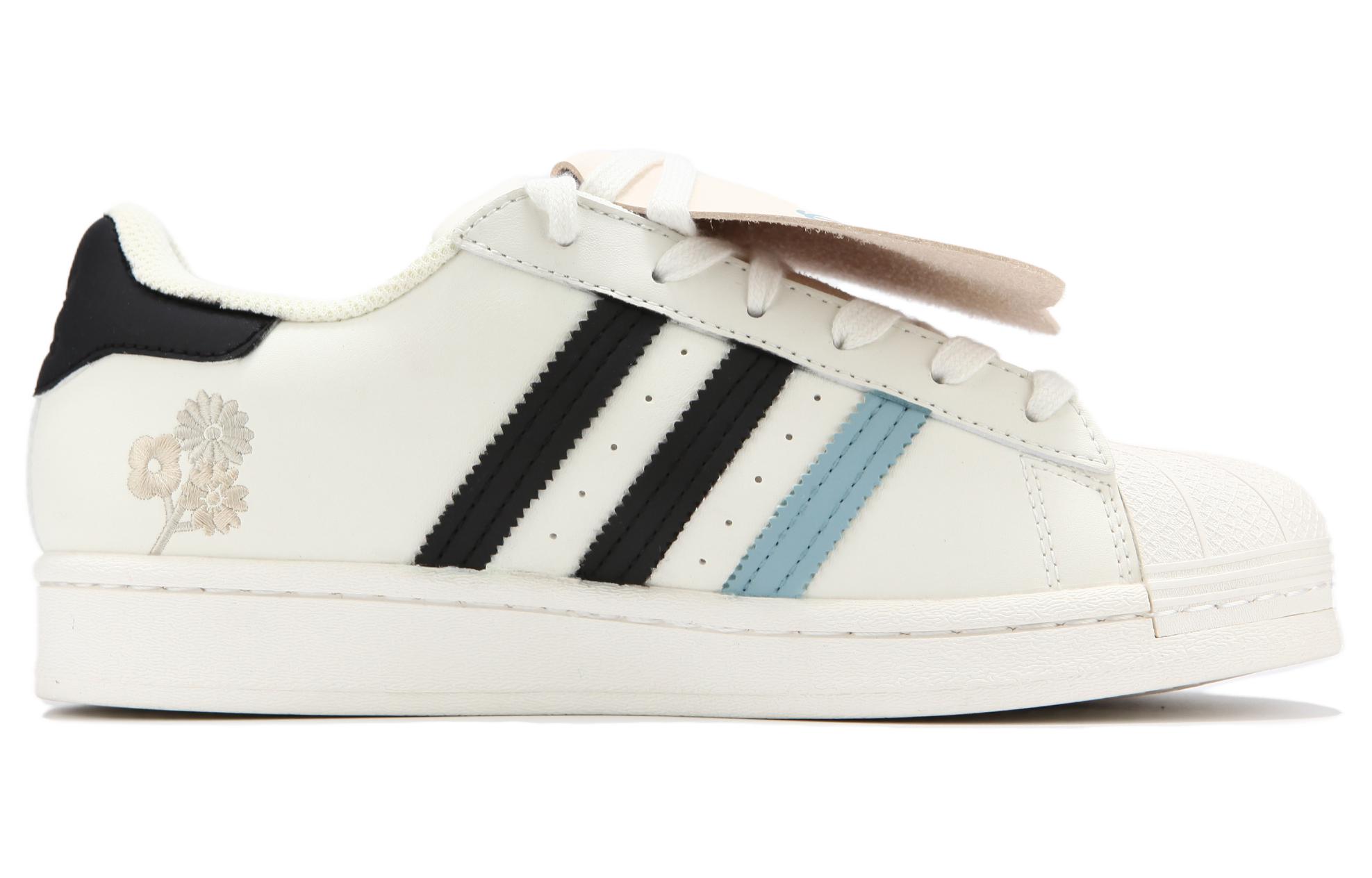 Lookbook 【訂製球鞋】adidas originals Superstar 火心 小花賓士頭 復古鞋蓋 泼墨 潮流百搭 經典時尚 低筒 板鞋 女款 白色